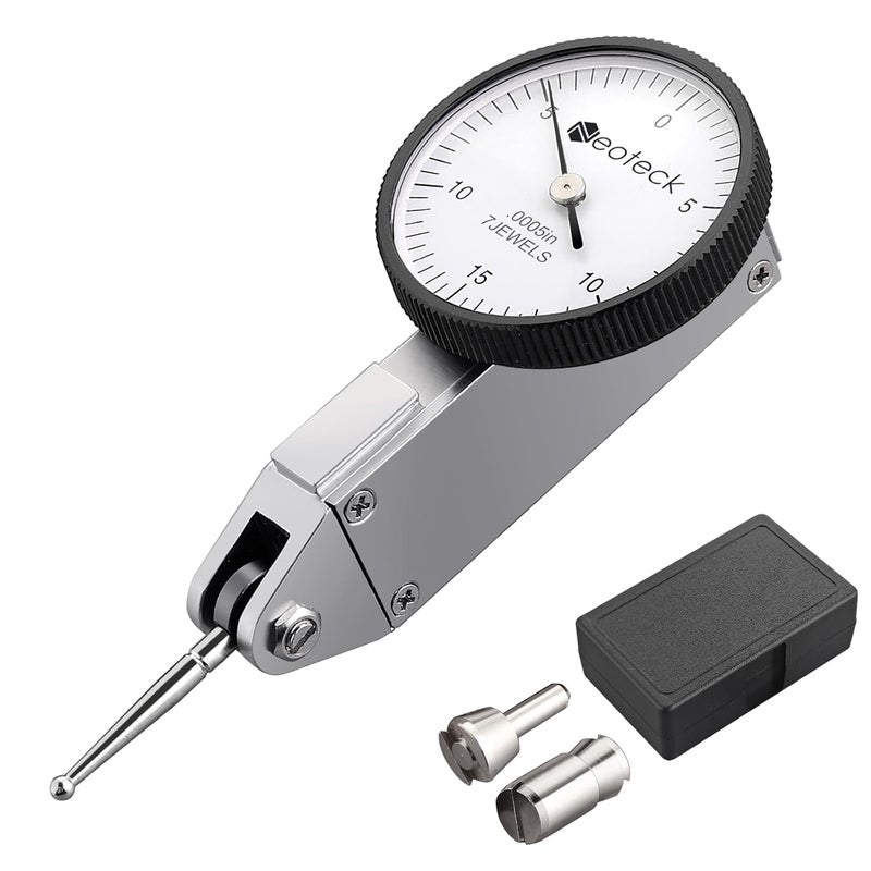 Neoteck Dial Test Indicator with Storage Case, 0-0.03"/0.0005" Test Indicator with 2 Steel Dovetail Clamps 3/8'' and 5/32'' for Machine Set-Up, Narrow Area Measurement - Image 1